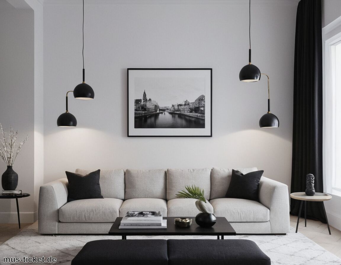 Dunkles Schwarz für starken Kontrast - Welche Farbe passt zu Grau und Weiß? » Minimalistische Designs kreieren