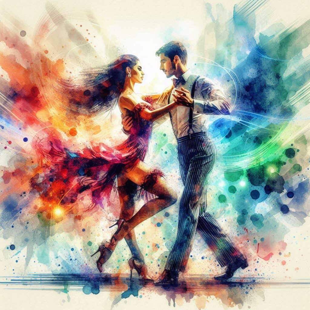 ai generated, dance, couple, dancers, salsa, spicy, colorful