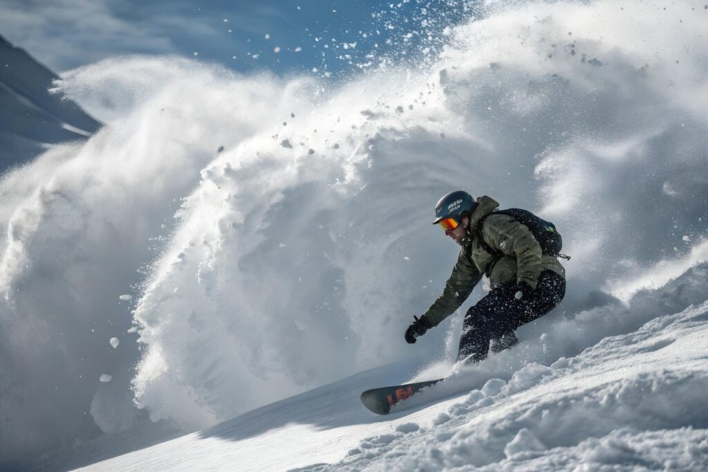 avalanche, nature, snow, winter, mountains, element, snowboard, sports, extreme, adrenalin, ai generated